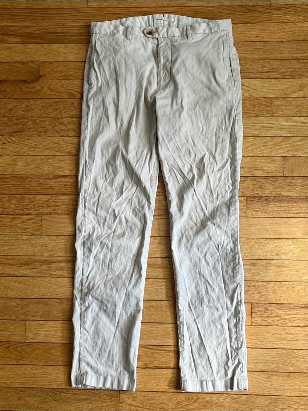 Proper Cloth Men's Large Cotton Linen Pant Beige Bergamo Stretch Twill 32x30